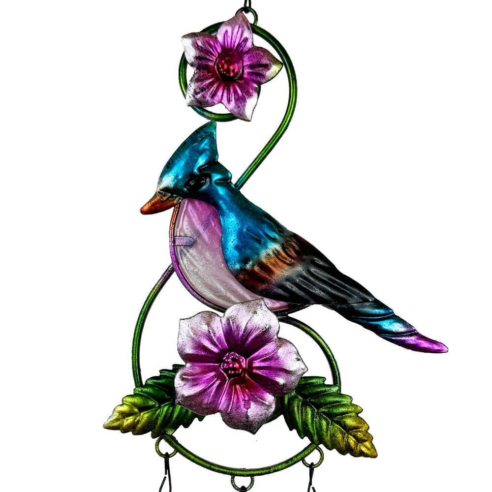 Wholesale Outdoor bird wind chime pendant glass painting